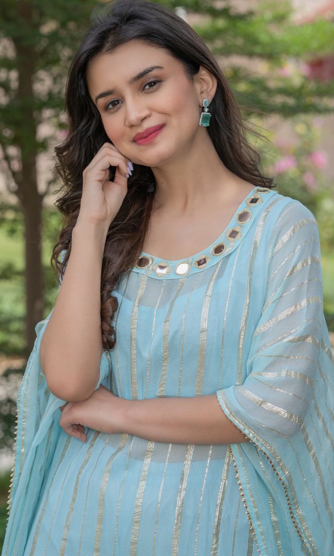 MINT HANDWORK KAFTAN SET