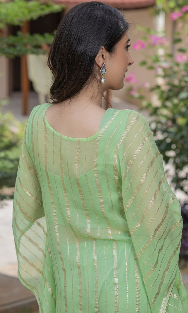 GRASSY GREEN HANDWORK KAFTAN SET