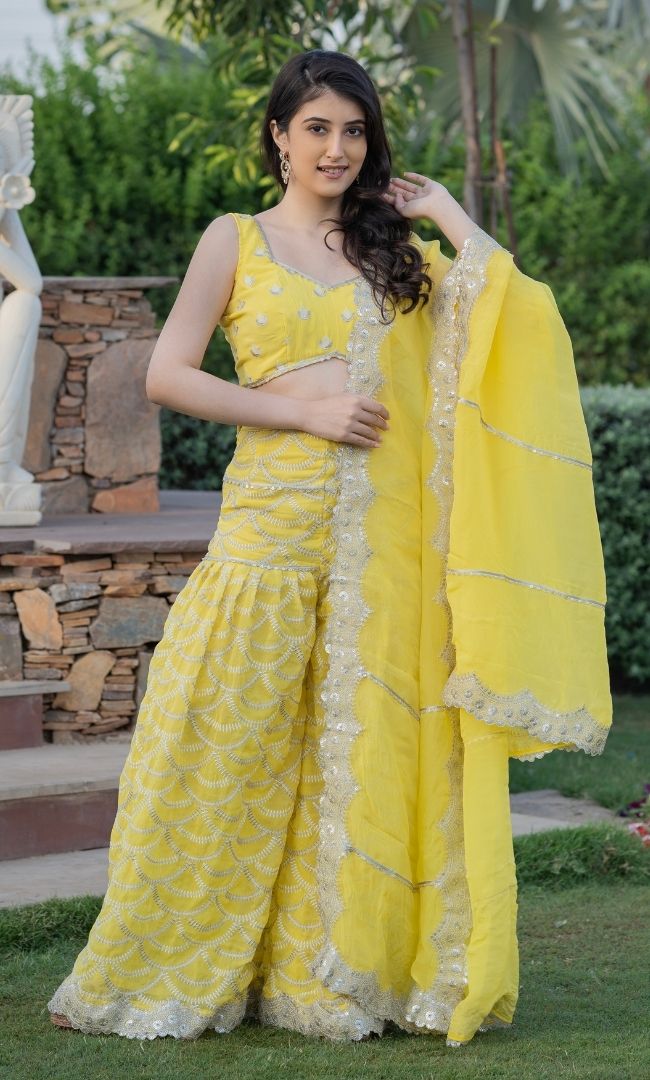 HALDI YELLOW SHARARA SET