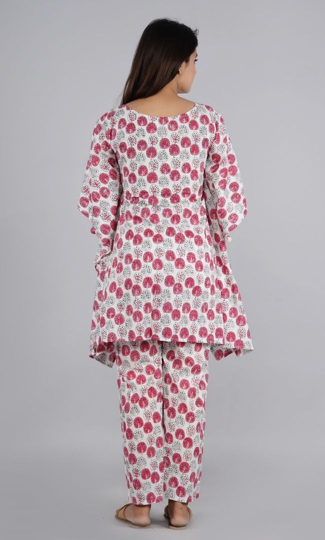 PINK BUD KAFTAN TOP WITH PANT SET