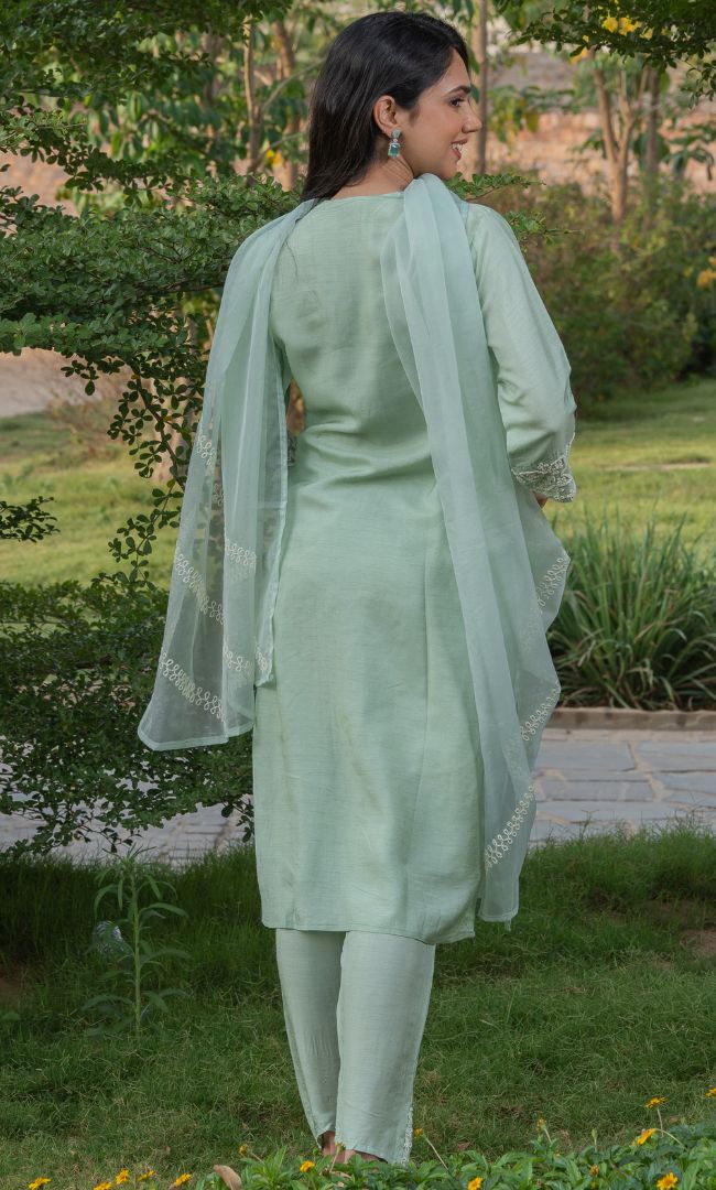 ELAICHI GREEN HANDWORK KURTA SET