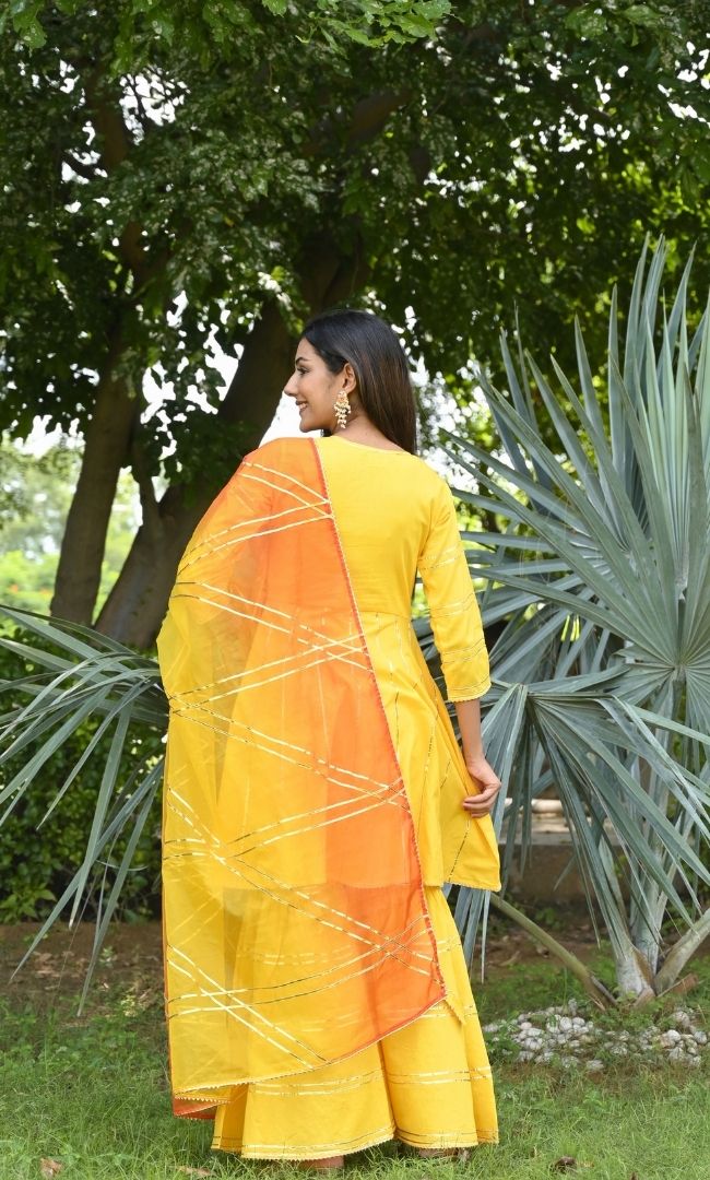 YELLOW AESTHETIC GOTA SHARARA SET