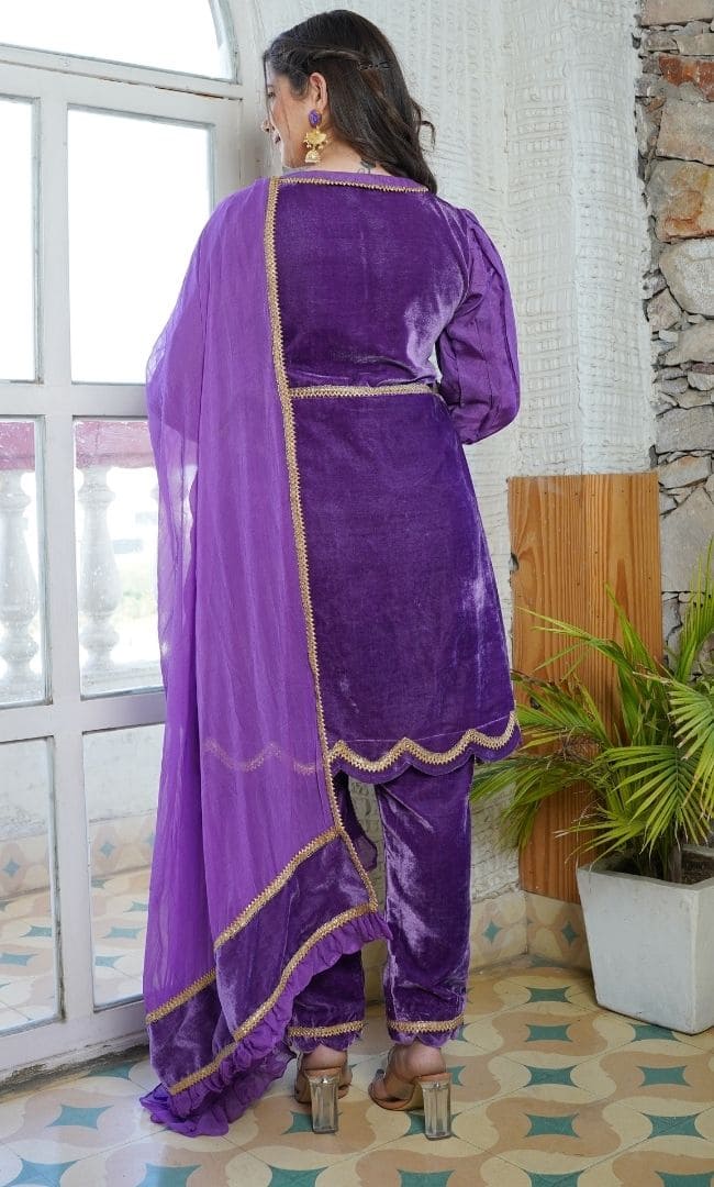 PURPLE BLUSH KURTA PANT WITH DUPATTA SET