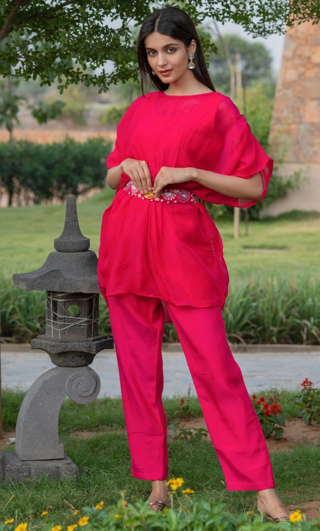 MAGENTA PINK KAFTAN CO-ORD SET