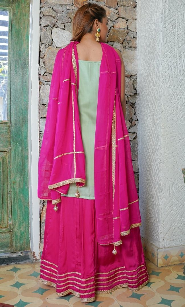 CANDY BERRY KURTA SHARARA WITH DUPATTA