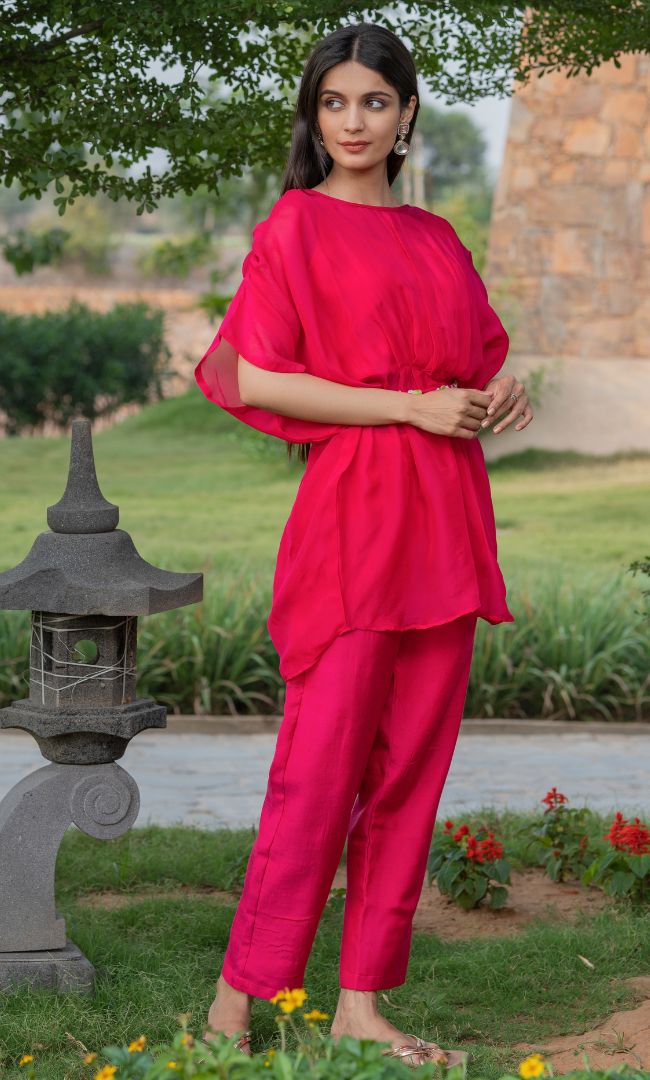 MAGENTA PINK KAFTAN CO-ORD SET