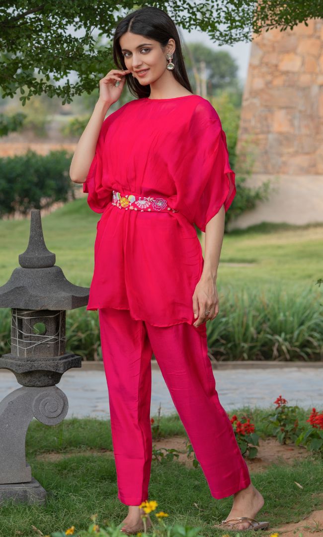 MAGENTA PINK KAFTAN CO-ORD SET