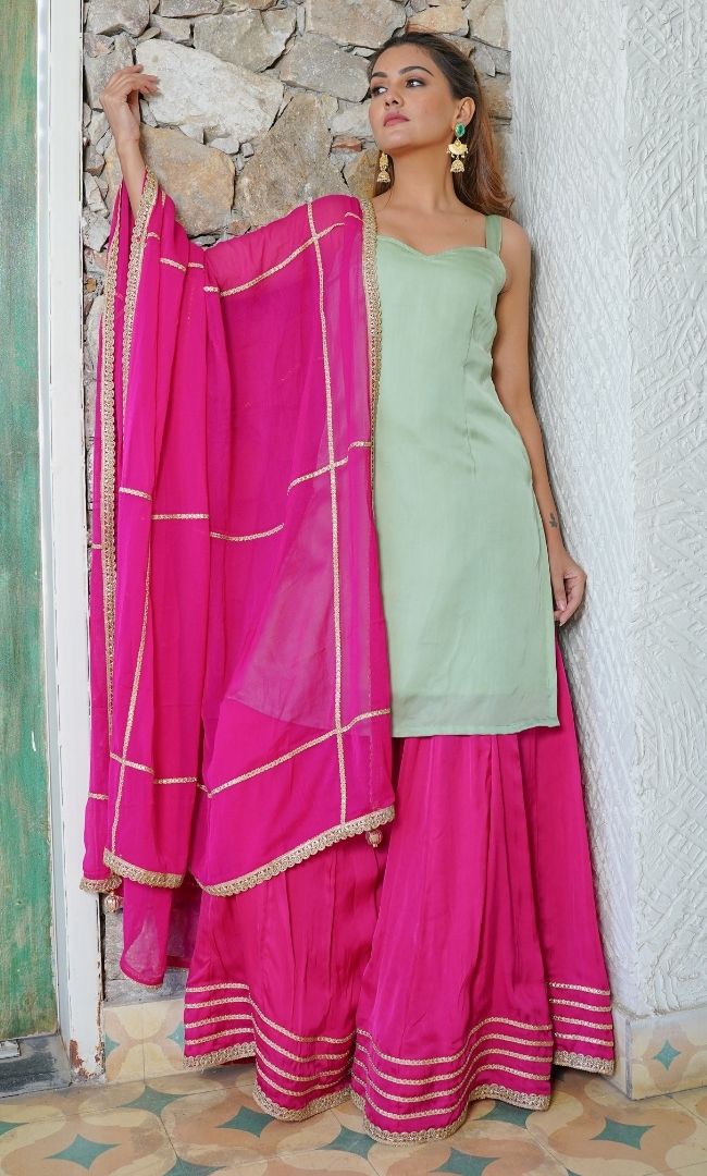 CANDY BERRY KURTA SHARARA WITH DUPATTA