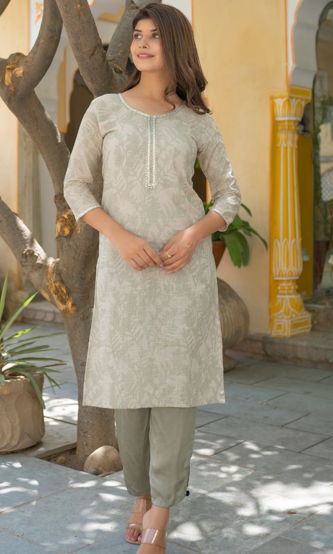 PASTEL GREEN PRINTED KURTI