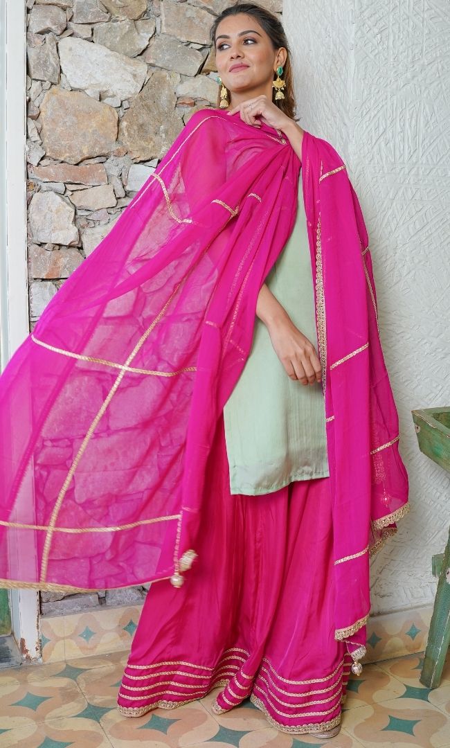 CANDY BERRY KURTA SHARARA WITH DUPATTA