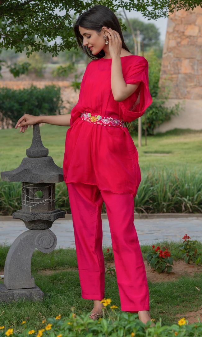 MAGENTA PINK KAFTAN CO-ORD SET