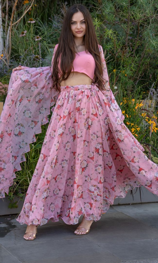 PEACHY BLUSH UMBRELLA LEHENGA SET