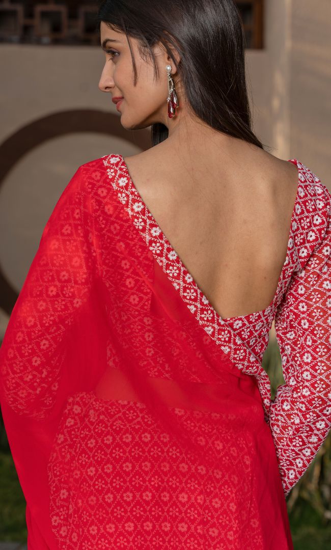 Red Embroidered Lehenga Set