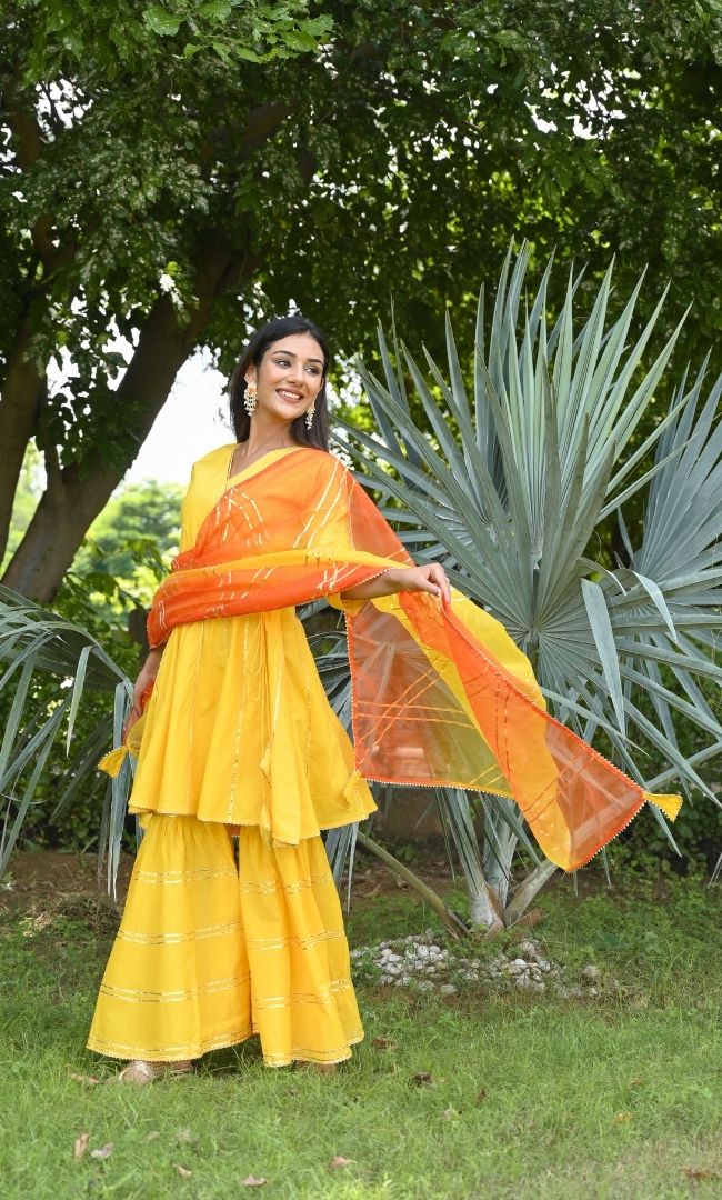 YELLOW AESTHETIC GOTA SHARARA SET