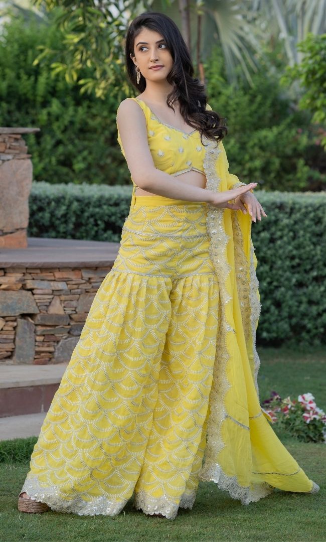 HALDI YELLOW SHARARA SET
