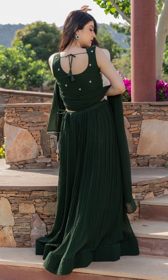 Green Handwork Lehenga Set