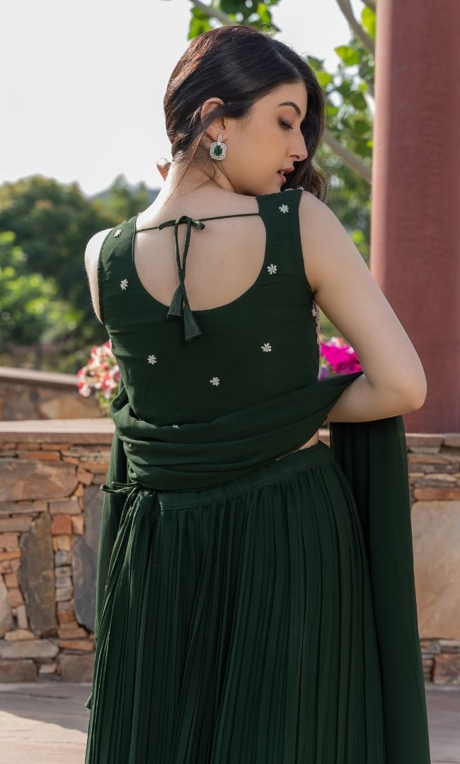 Green Handwork Lehenga Set