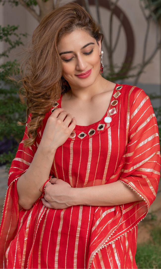 ROYAL RED HANDWORK KAFTAN