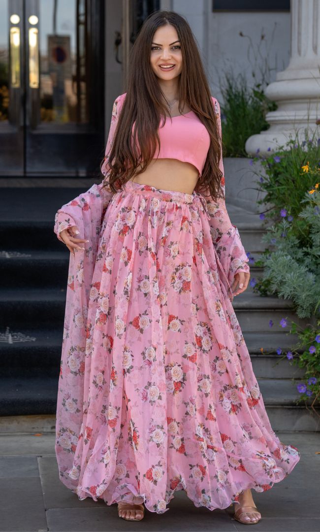 PEACHY BLUSH UMBRELLA LEHENGA SET