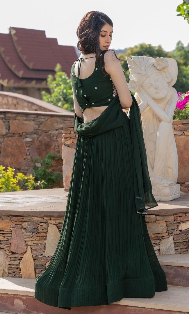 Green Handwork Lehenga Set