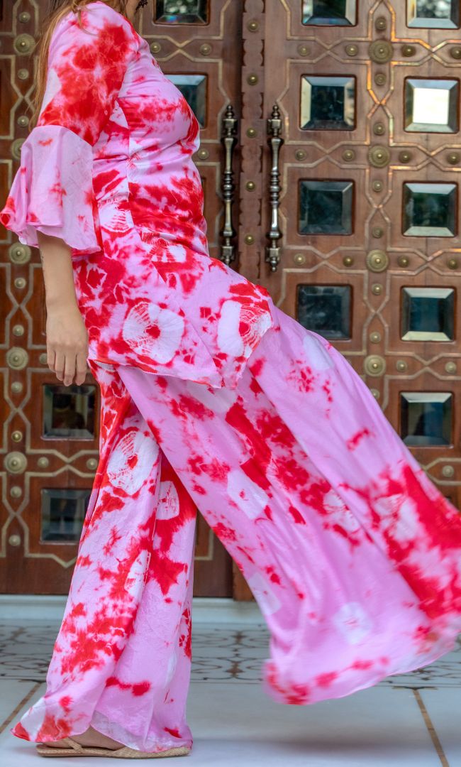 PINK SHIBORI ASYMMETRICAL CO-ORD SET