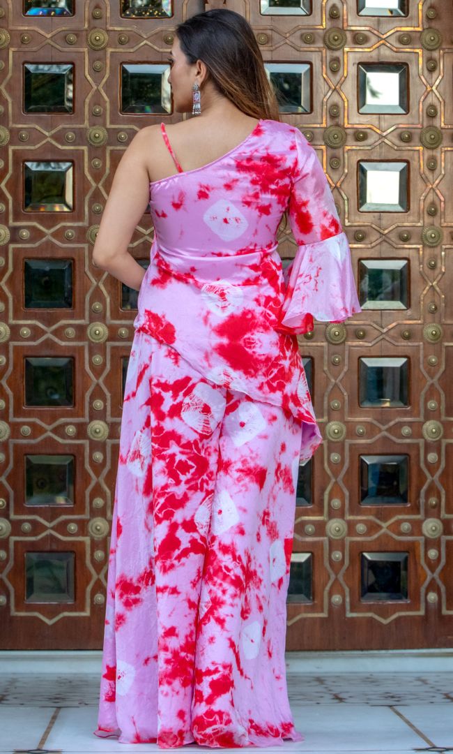 PINK SHIBORI ASYMMETRICAL CO-ORD SET