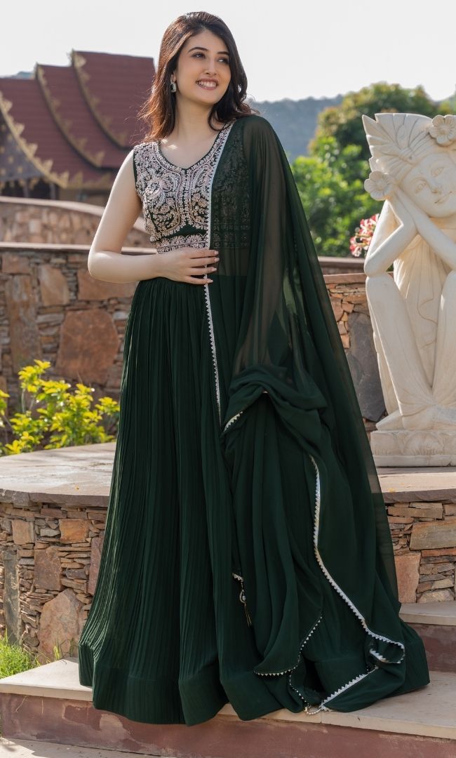 Green Handwork Lehenga Set
