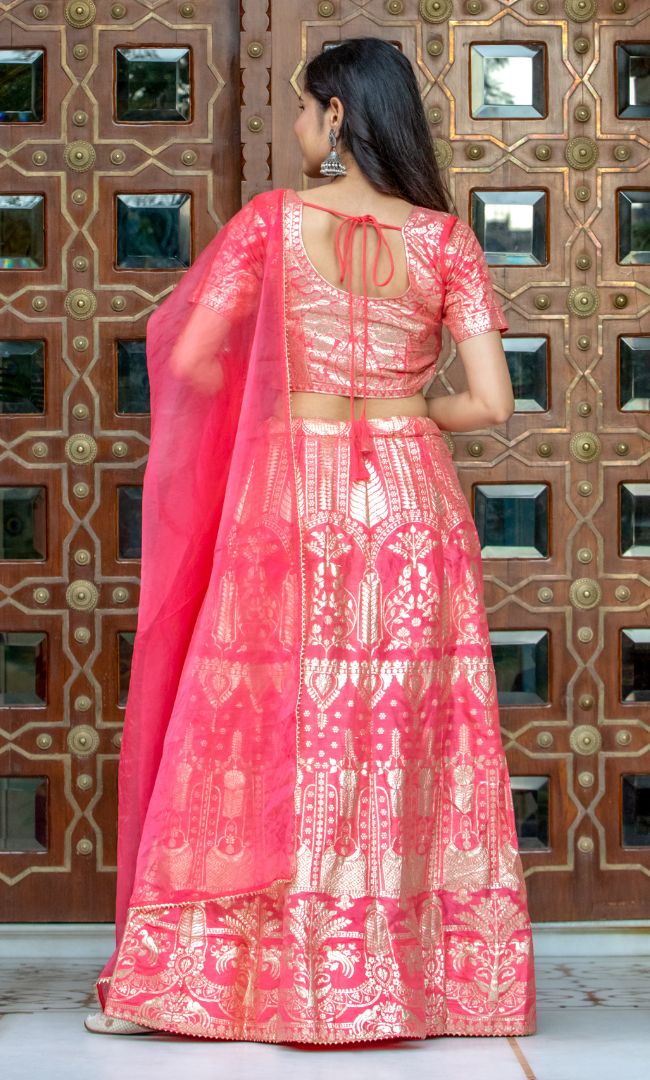 NEON PINK ZARDOZI LEHENGA SET