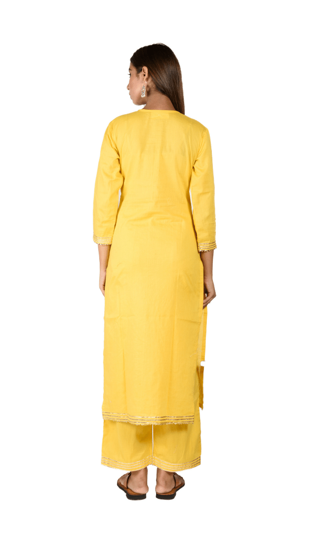 Yellow Gota Work Kurta Set