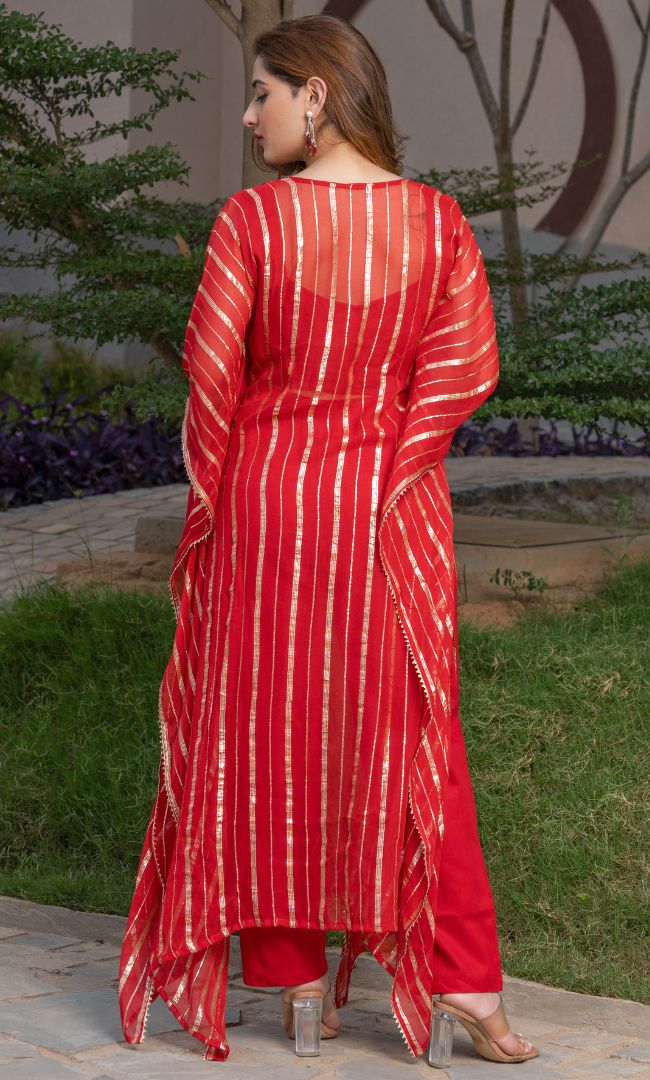 ROYAL RED HANDWORK KAFTAN