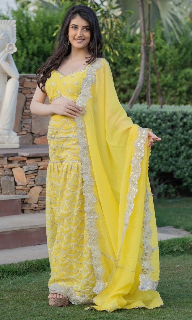 HALDI YELLOW SHARARA SET