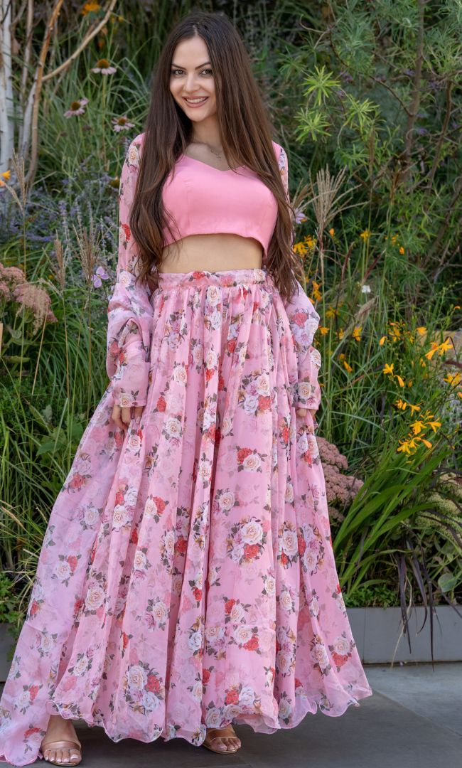 PEACHY BLUSH UMBRELLA LEHENGA SET