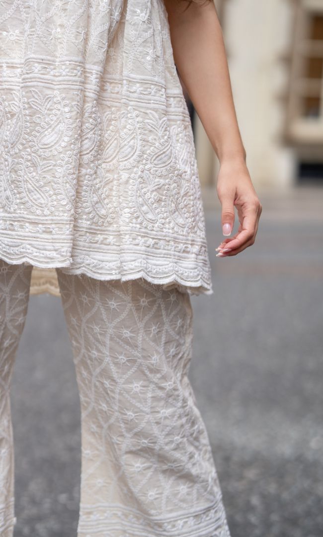 PEARL CHIKANAKRI TOP WITH PANT SET