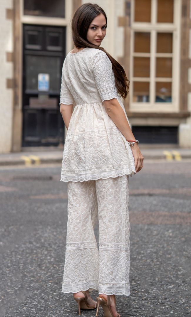 PEARL CHIKANAKRI TOP WITH PANT SET