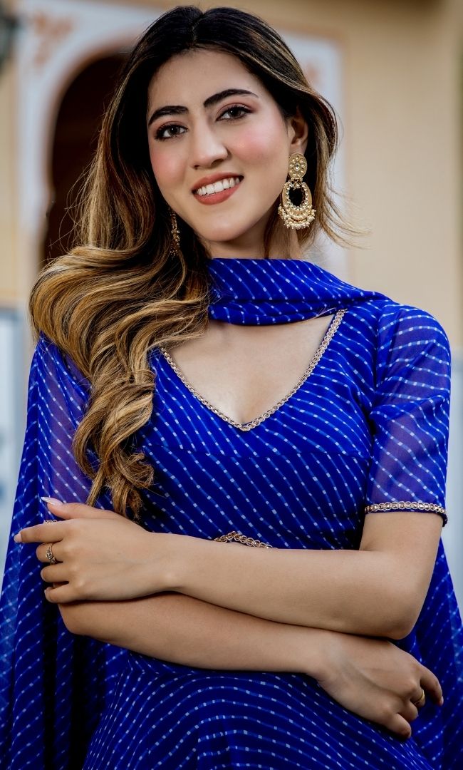NAVY BLUE BANDHINI LEHENGA SET