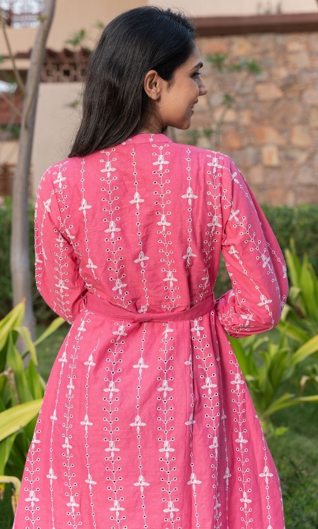 BLUSHY PINK CUT WORK DRESS