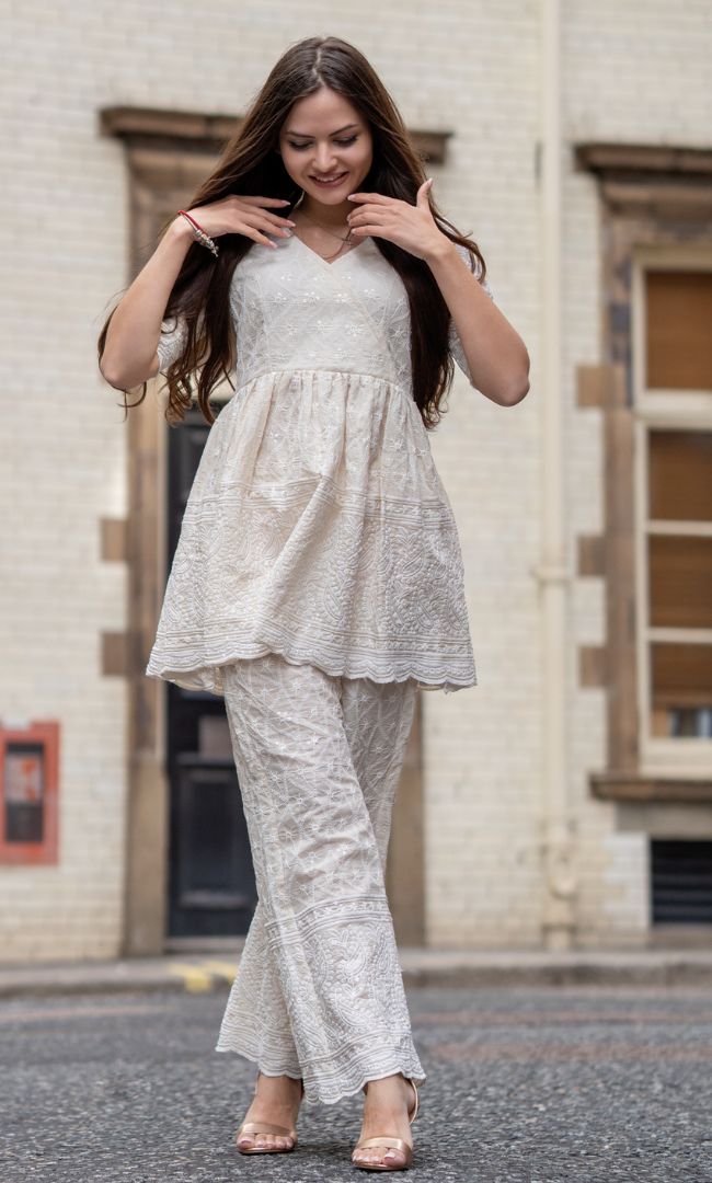 PEARL CHIKANAKRI TOP WITH PANT SET