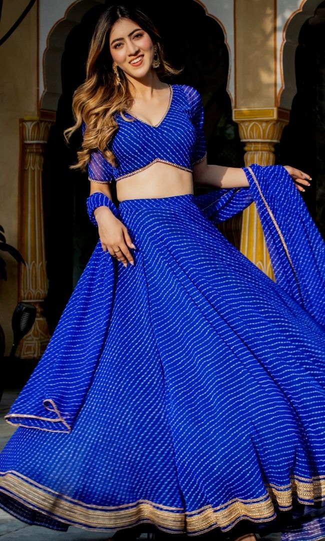 NAVY BLUE BANDHINI LEHENGA SET
