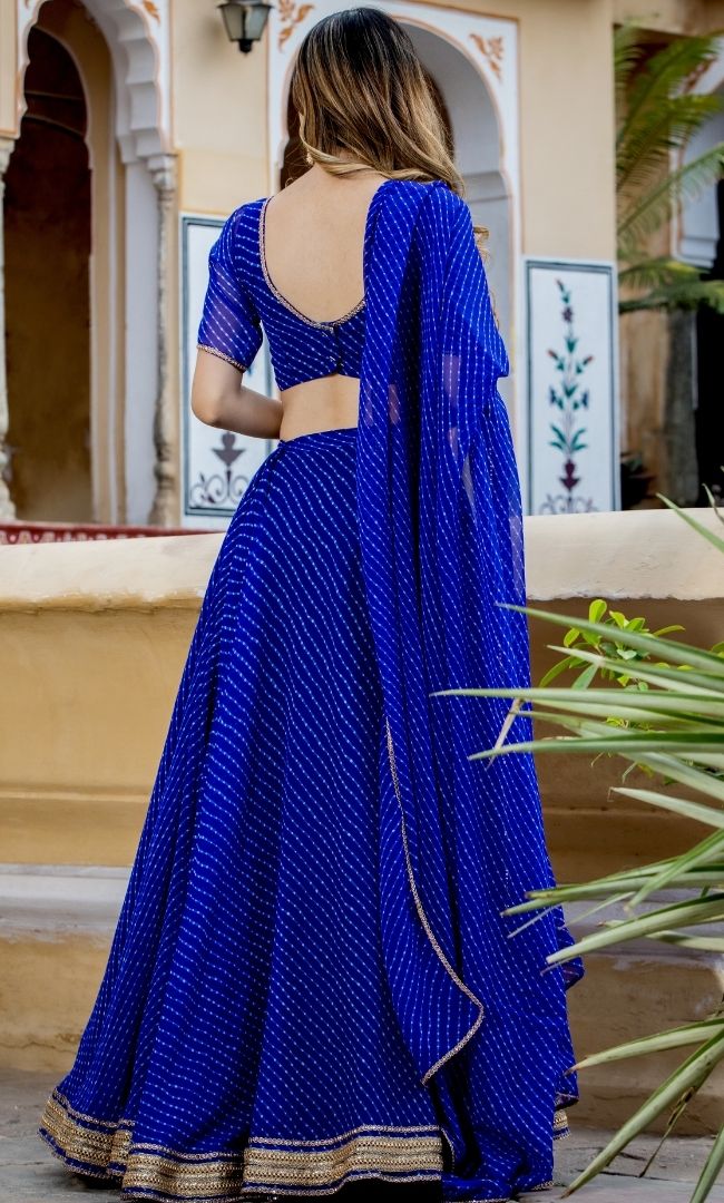NAVY BLUE BANDHINI LEHENGA SET