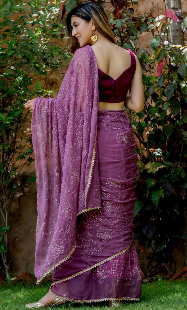 BUTTERFLY BUSH SHIMMER SEQUIN SAREE