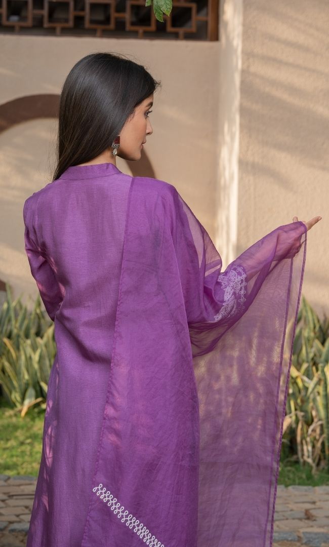 RUSSIAN VIOLET HANDWORK SUIT SET