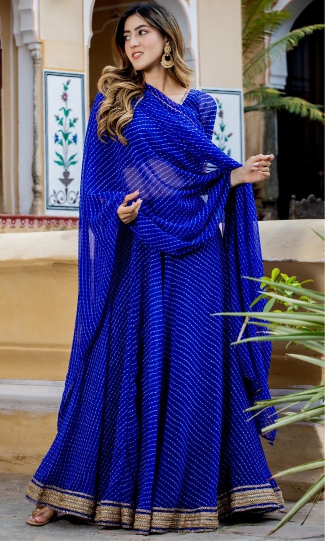 NAVY BLUE BANDHINI LEHENGA SET