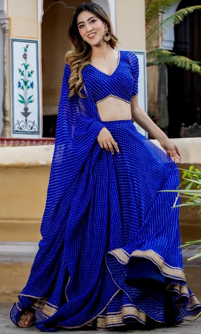 NAVY BLUE BANDHINI LEHENGA SET