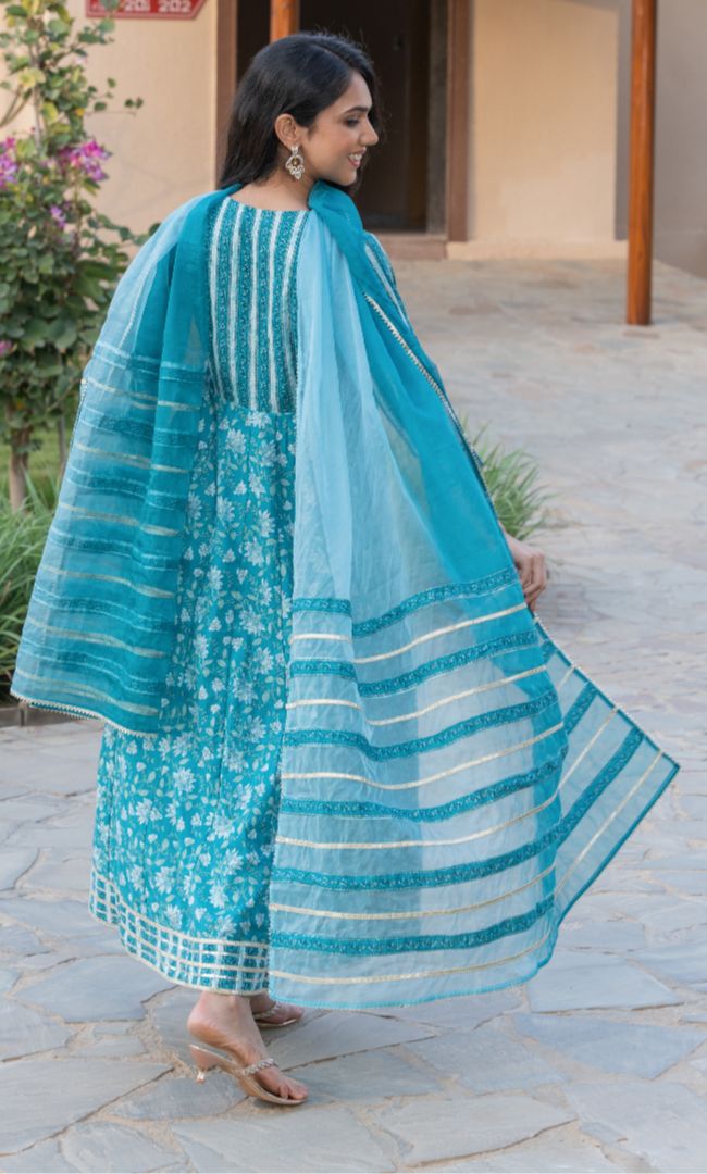 OCEAN  PRINTED ANARKALI SET
