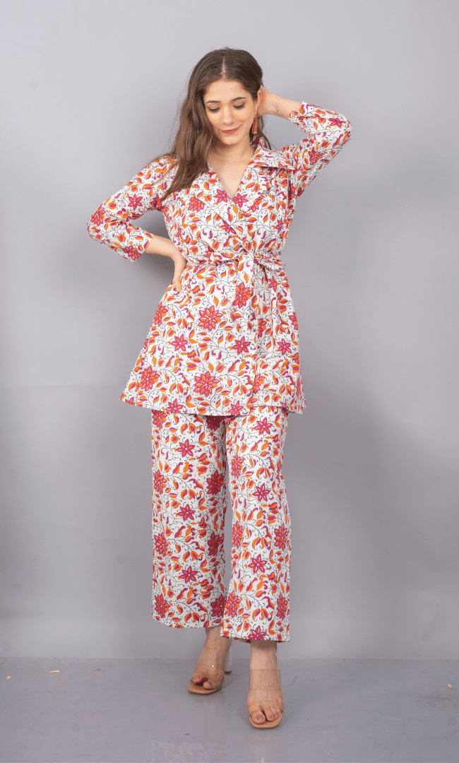 PINK FLORAL PANT WITH TOP SUIT SET