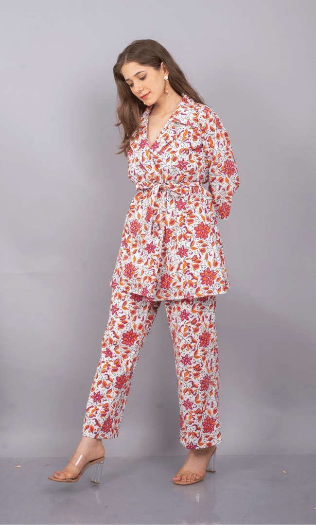 PINK FLORAL PANT WITH TOP SUIT SET