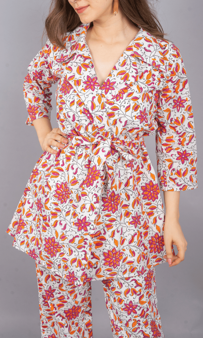 PINK FLORAL PANT WITH TOP SUIT SET
