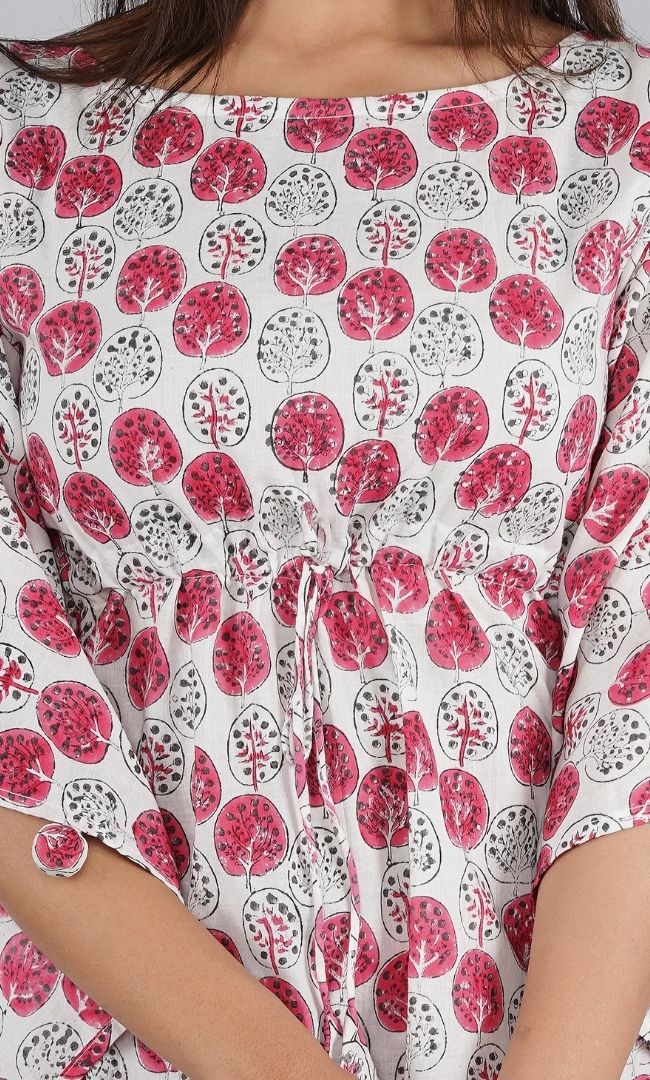 PINK BUD KAFTAN TOP WITH PANT SET