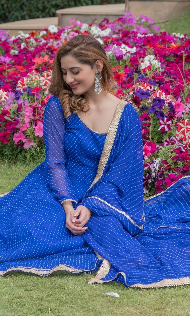 COBALT BLUE ANARKALI SET