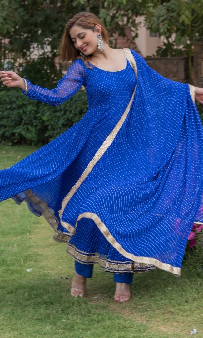 COBALT BLUE ANARKALI SET